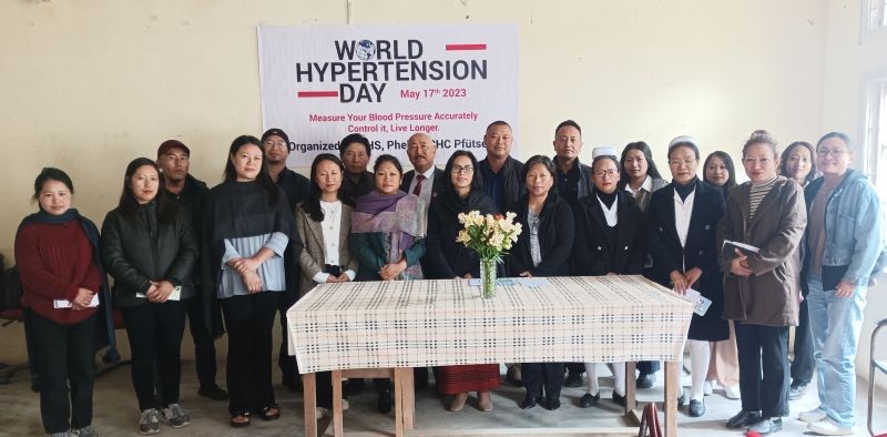 Dr Khriezotuo Paphino, CMO Phek along with the programme officers and staff during the World Hypertension Day held at CHC Pfutsero on May 17.